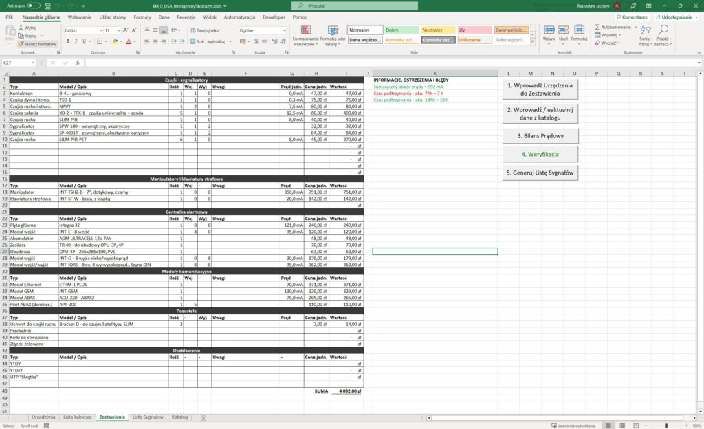 Ekran zestawienia z Inteligentnego Skoroszytu