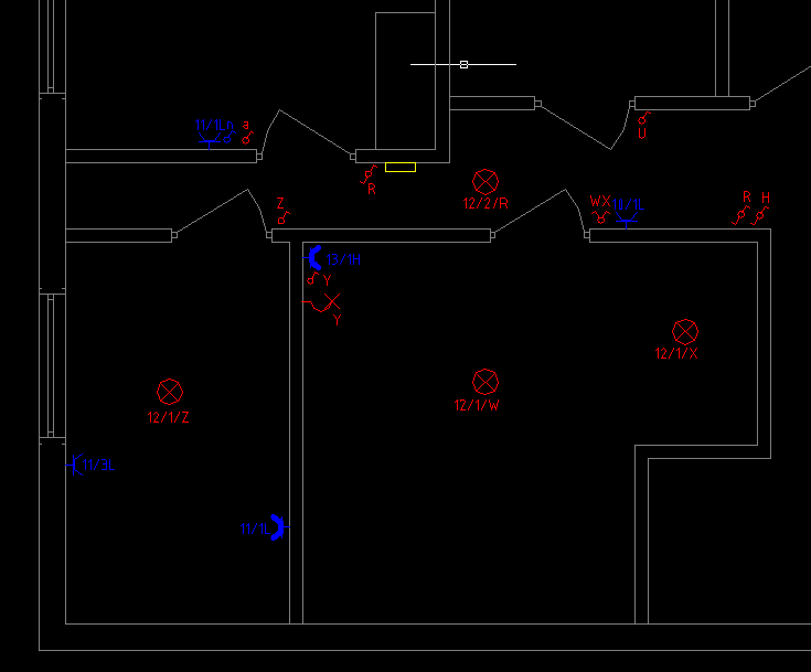 Schemat rozmieszczenia elementów instalacji elektrycznej na planie budynku